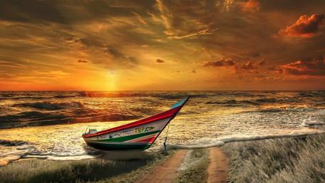 Serene Sunset Over Enchanted Waters wallpaper