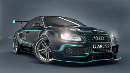Sleek Audi Sports Car with Neon Accents wallpaper