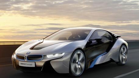 Futuristic BMW i8 Concept on the Road wallpaper