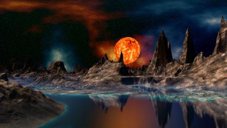 Mystic Aurora Over Alien Terrain wallpaper