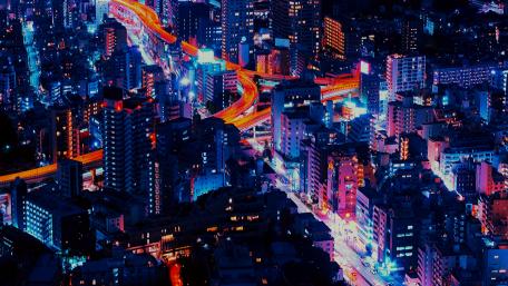 Neon Cityscape at Night wallpaper