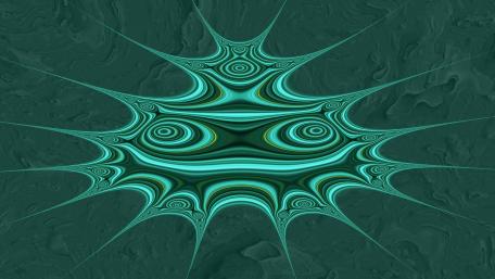 Dynamic Fractal Waves in Turquoise Green Shades wallpaper