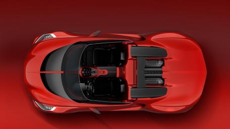 Sleek Red Supercar from Above wallpaper