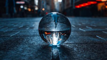 Urban Reflection in a Glass Sphere wallpaper