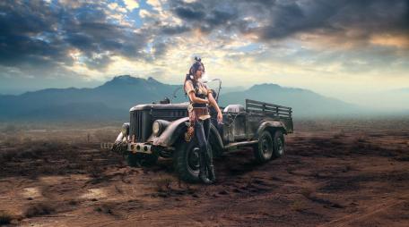Enigmatic Fantasy Landscape with Adventurous Spirit wallpaper