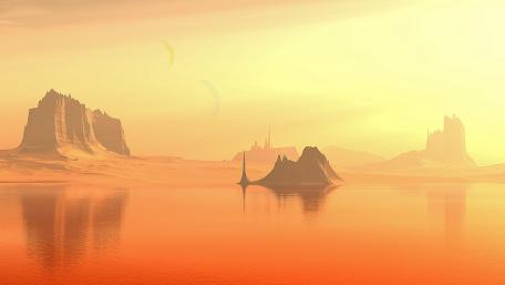 Serene Sunset Over a Desert Landscape wallpaper