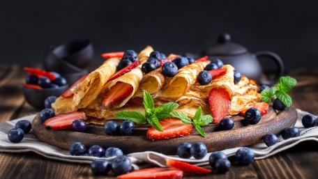 Delicious Crepes with Fresh Berries wallpaper