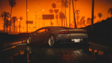 Dreamy Supercar in a Rainy Sunset Scene wallpaper
