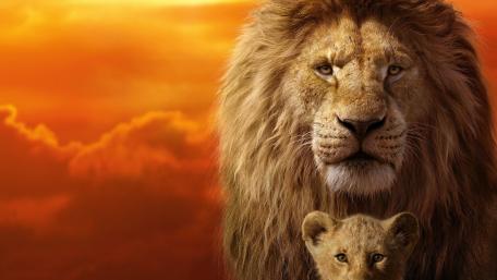 Majestic Lion and Cub in Sunset Ambiance wallpaper