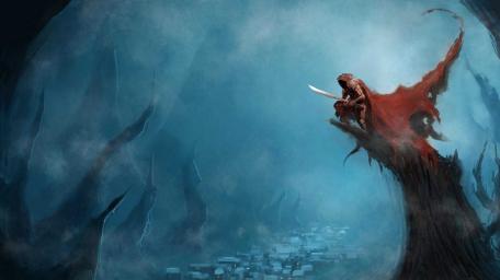 Epic Fantasy Warrior on a Dark Summit wallpaper