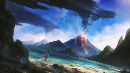 Futuristic Worlds Meet Majestic Nature wallpaper