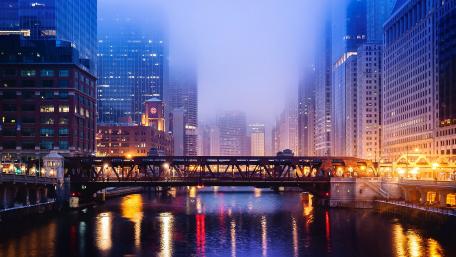 Misty Metropolis at Dawn wallpaper