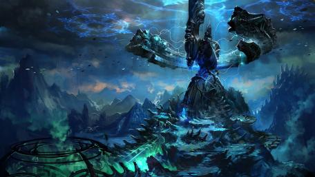 Epic Duality of Light and Shadow in a Futuristic Realm wallpaper