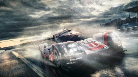 Racing Through the Rain with Porsche 919 wallpaper