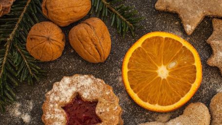Festive Treats with Nuts and Oranges wallpaper