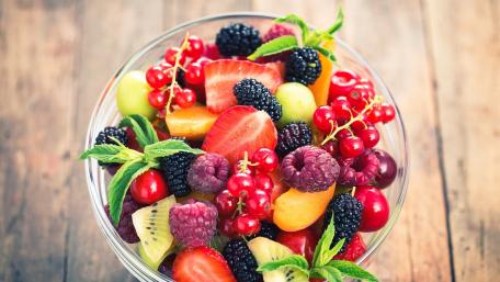 Colorful Fruit Salad Bowl for a Healthy Snack wallpaper