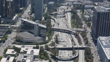 Aerial View of a Freeway in Downtown Los Angeles wallpaper