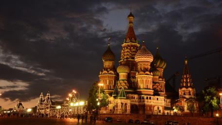 Majestic Night at St Basil Cathedral in Moscow wallpaper