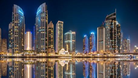 Dubai night reflection wallpaper
