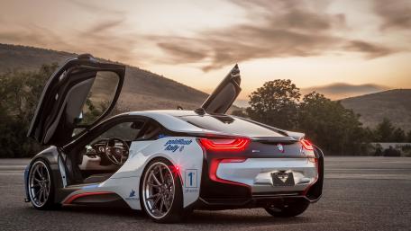 Sleek BMW i8 with Stylish Doors Opened wallpaper