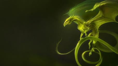 Emerald Dragon in Enchanted Realm wallpaper