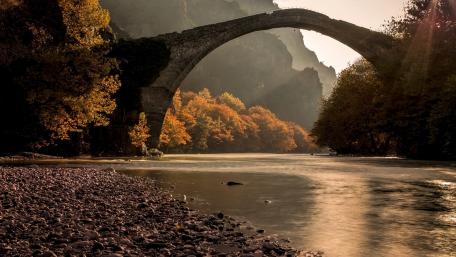 Serene Beauty of Rakotzbrücke in Autumn Light wallpaper