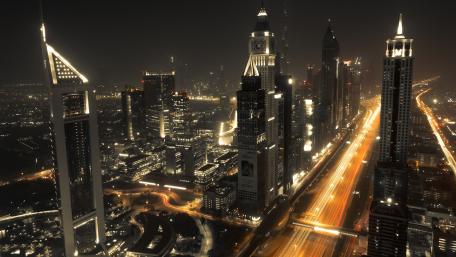 Stunning Cityscape at Night in a Modern Metropolis wallpaper