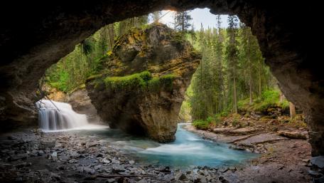 Majestic Waterfall Hidden in a Cave wallpaper