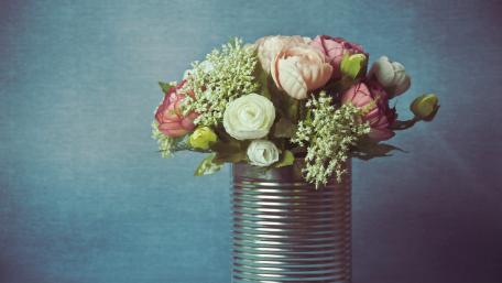 Charming Floral Arrangement in a Can wallpaper