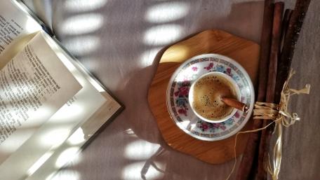 Cozy Morning Coffee and Reading Vibes wallpaper