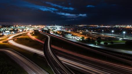 Light Trails on I-70 near St. Louis Lambert International Airport wallpaper