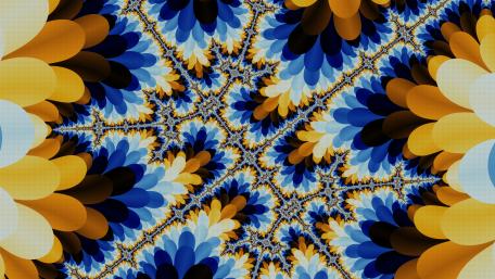 Vibrant Fractal Design in Blue and Gold Tones wallpaper