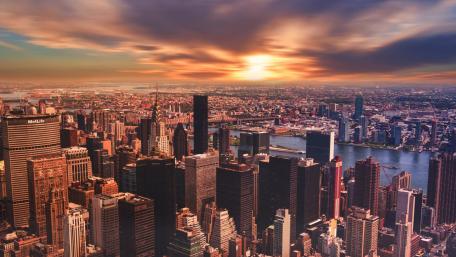 New York City Sunrise Skyline wallpaper