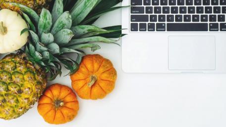 Fruits and Technology Blend Brightly wallpaper
