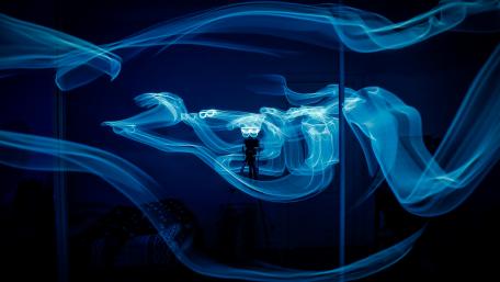 Blue light trails wallpaper