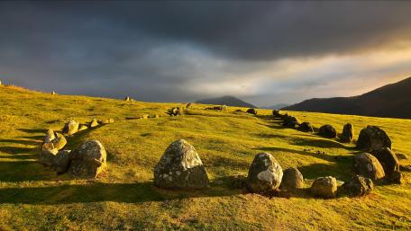 Serenity in a Stone-Lined Meadow wallpaper