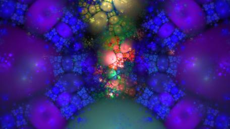 Vibrant Fractal Dreamscape in Blue Shades wallpaper