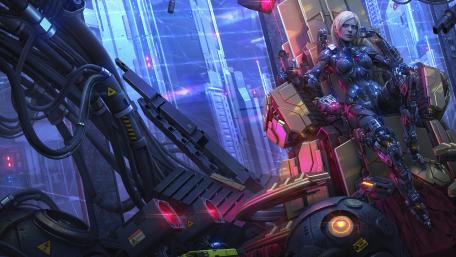 Cybernetic Guardian of the Neon Metropolis wallpaper