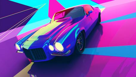 Retro Chevrolet Camaro Neon Dreamscape wallpaper