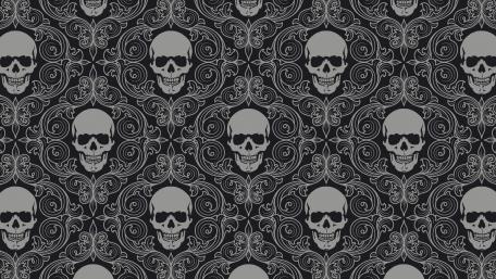 Dark Skulls Pattern in Monochrome wallpaper