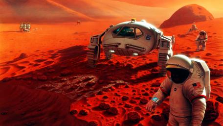 Mars surface scifi art wallpaper
