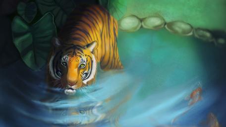 Majestic Tiger in Dreamlike Waters wallpaper
