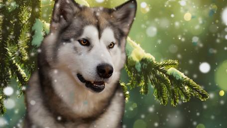Majestic Husky Amidst Winter Wonderland wallpaper
