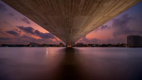 Urban Serenity Under the Bridge wallpaper
