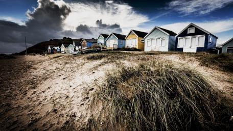 Charming Coastal Village Houses wallpaper