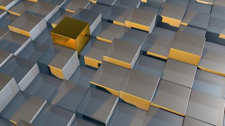 Sleek Metallic Cubes with a Touch of Gold wallpaper