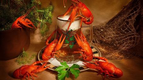 Crustacean Delight with Refreshing Brew wallpaper