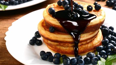 Delicious Blueberry Pancakes with Syrup wallpaper