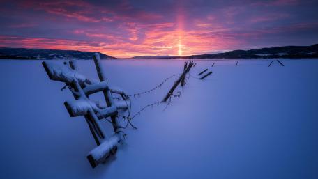 Winter Dawn Over Snowy Landscape wallpaper