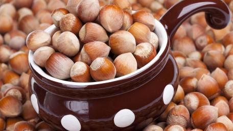 Delicious Hazelnuts in a Beautiful Bowl wallpaper